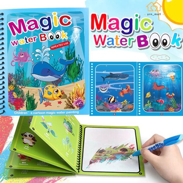 Magic Water Book Painting Drawing Coloring Board Book Magic Water Pen (random Book )